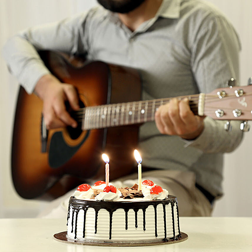 Online Black Forest Cake And Romantic Tunes Combo:Gifts N Guitarist Service