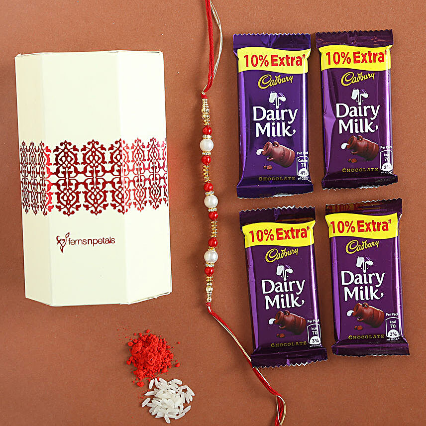 Pearl Rakhi & Dairy Milk Combo