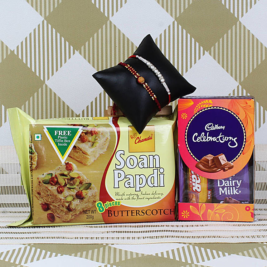 Online Rakhi With Soan Papdi & Chocolate:Raksha Bandhan Gifts for Brother