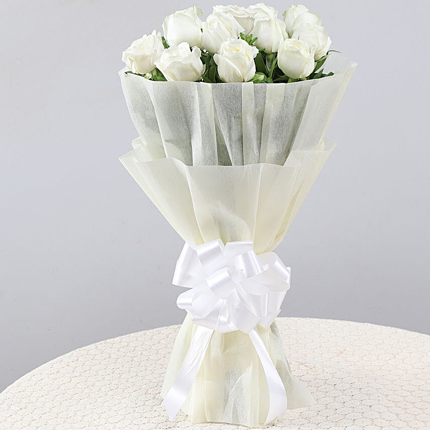 Bunch of White Roses Online:Sympathy Flowers