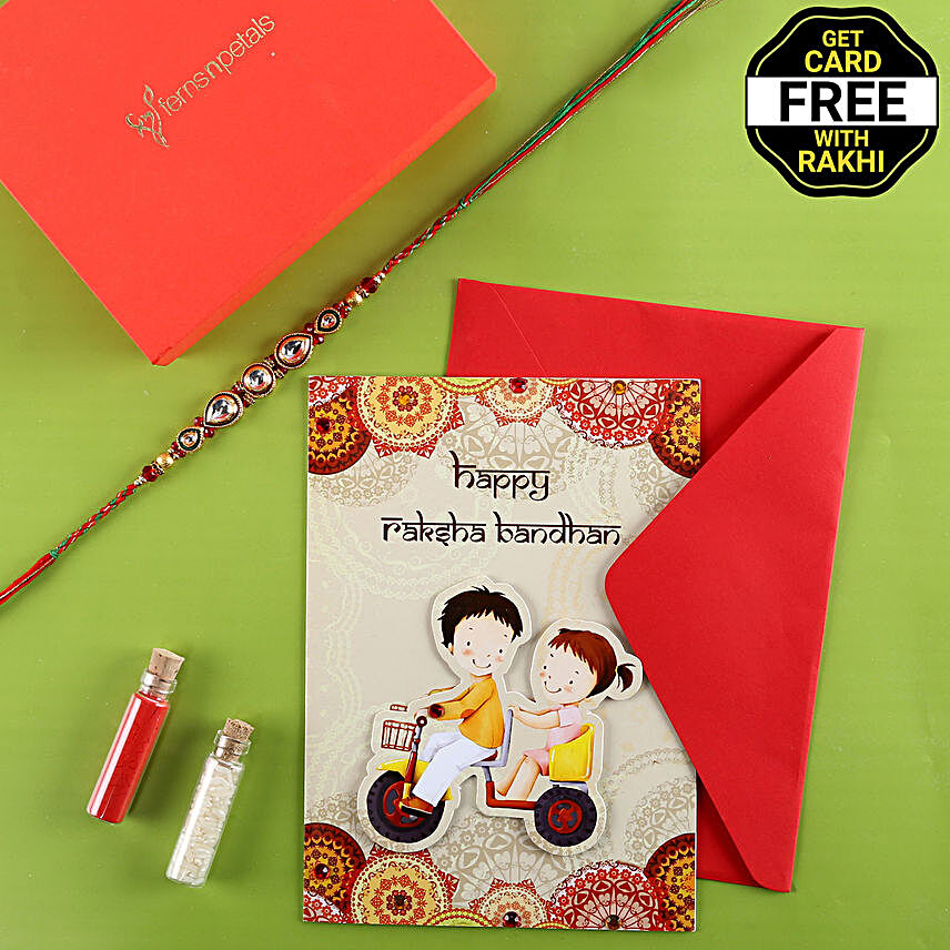 Online Decorated Rakhi With Card:Send Rakhi to Gandhidham