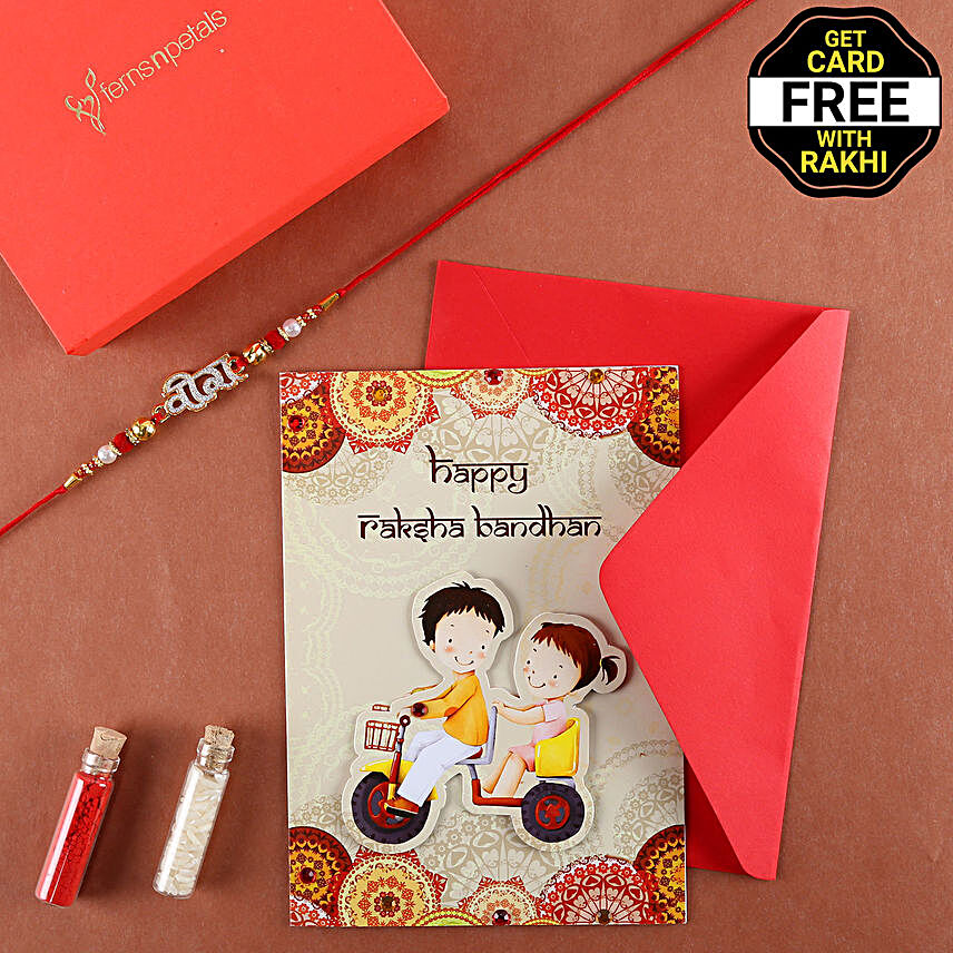 Online Designer Veera Rakhi With Card:Rakhi Gifts to Kalyan Dombivali