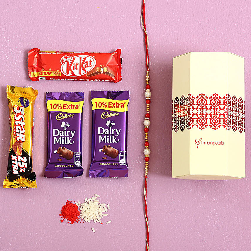 Pearl Rakhi & Cadbury Chocolates Combo