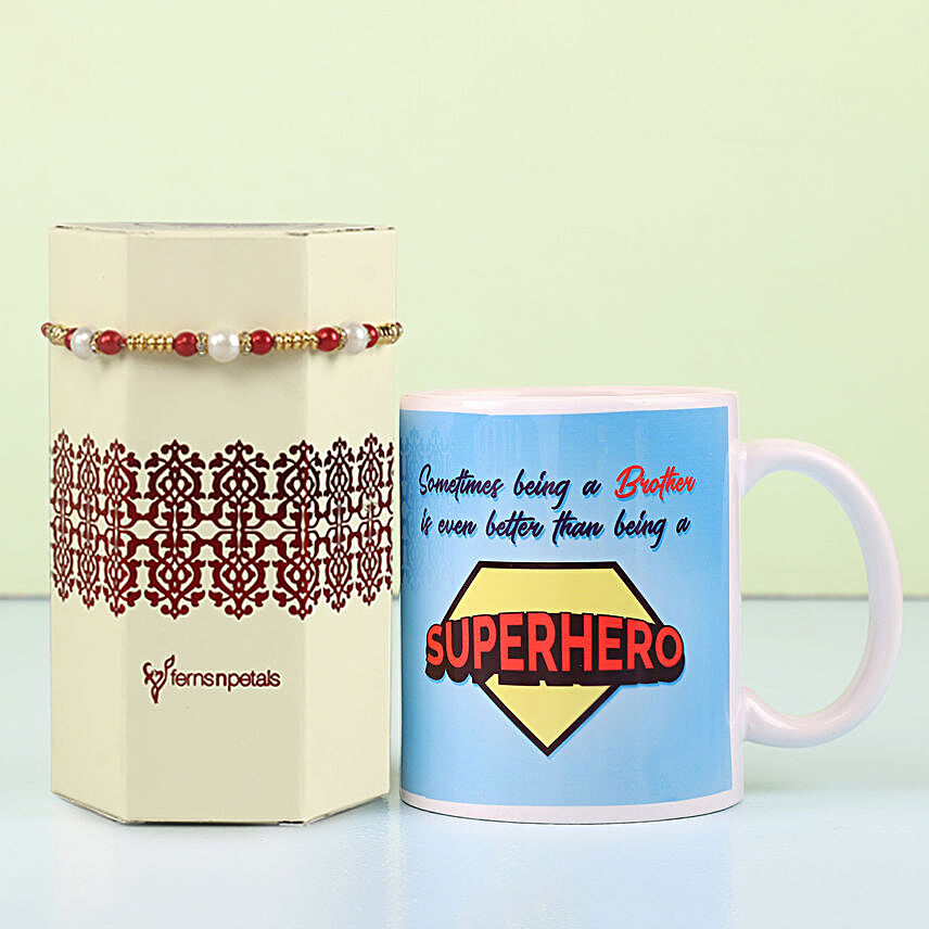 Superhero Mug & Meenakari Rakhi Combo