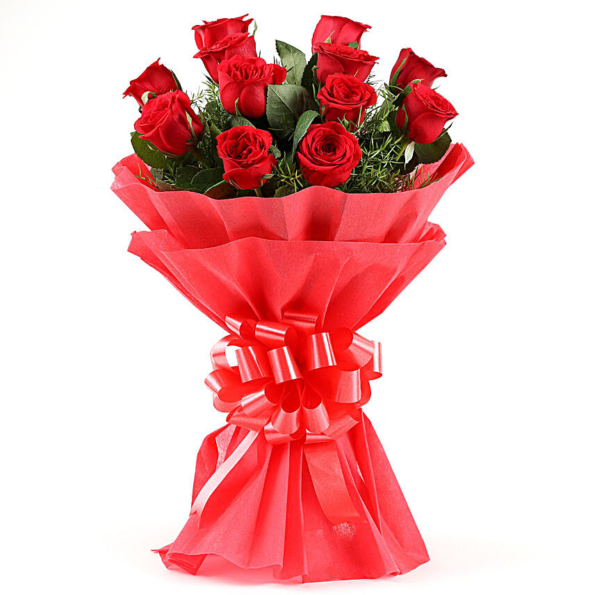 Vivid  12 Red Roses Bouquet