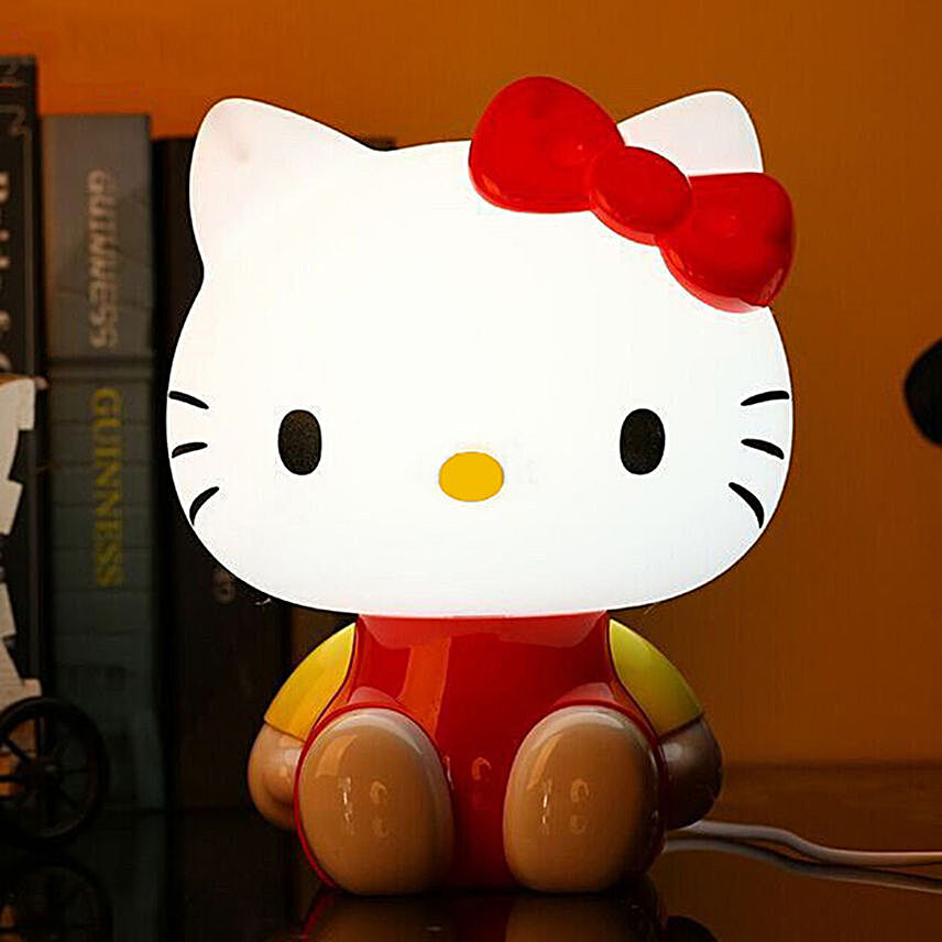 Red Kitty Night Lamp with White LED Light