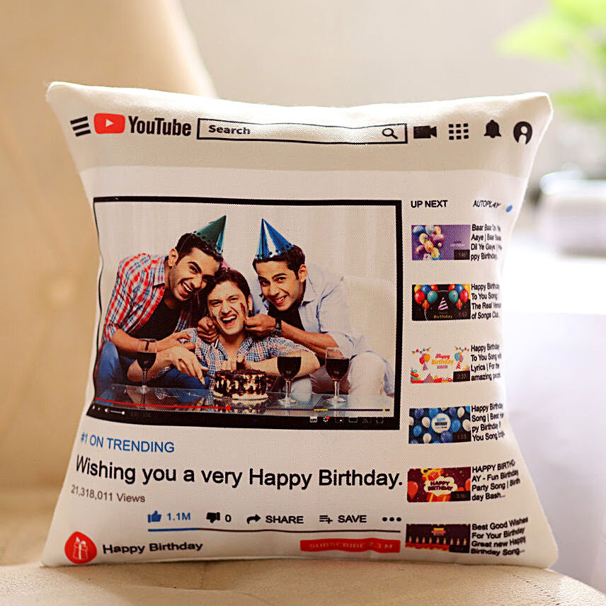 Personalised YouTube Birthday Cushion