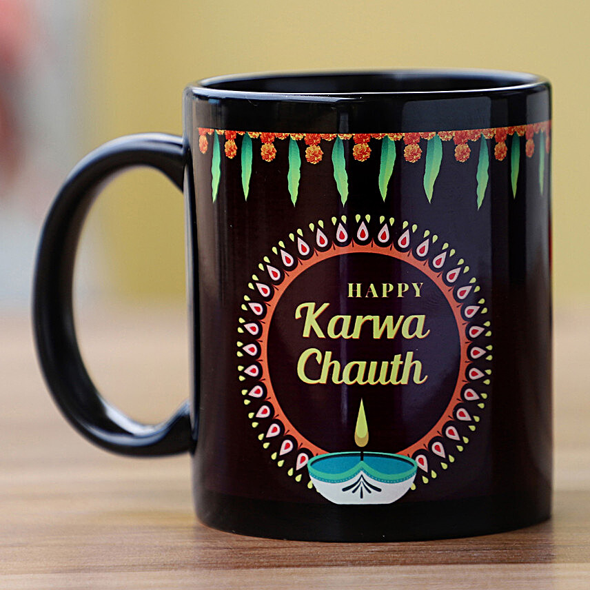 Happy Karwa Chauth Black Mug
