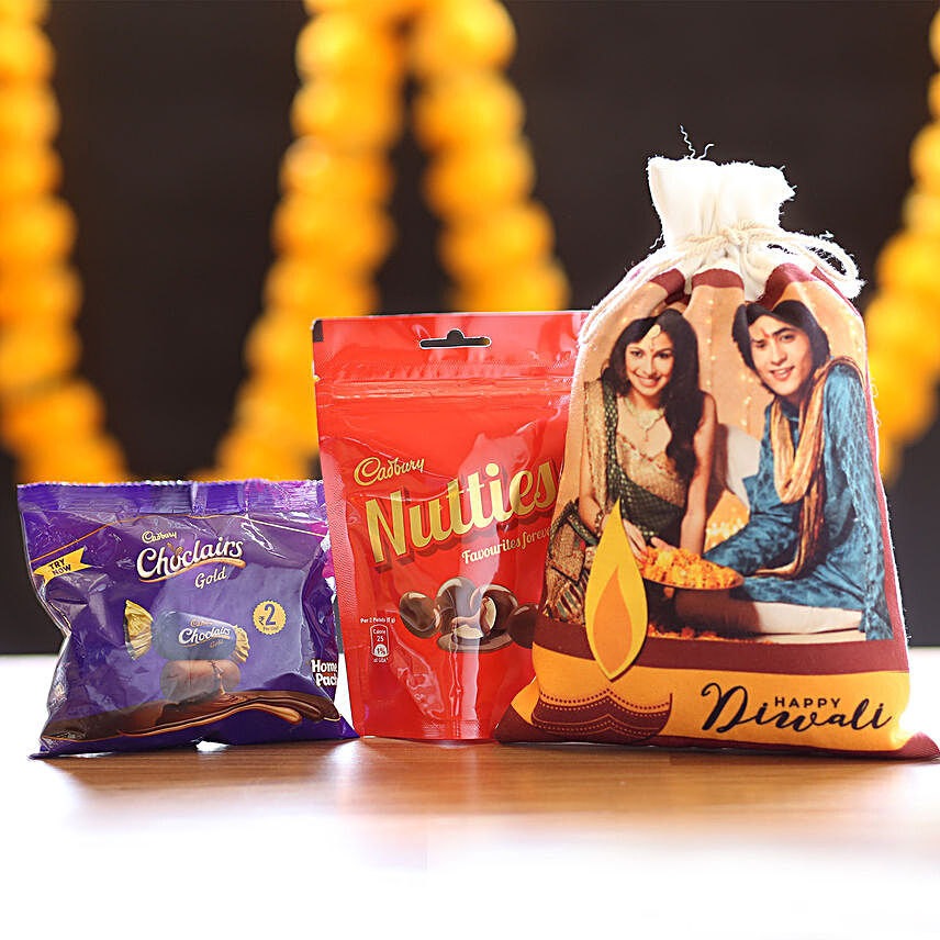 Personalised Diwali Gunny Bag & Chocolates