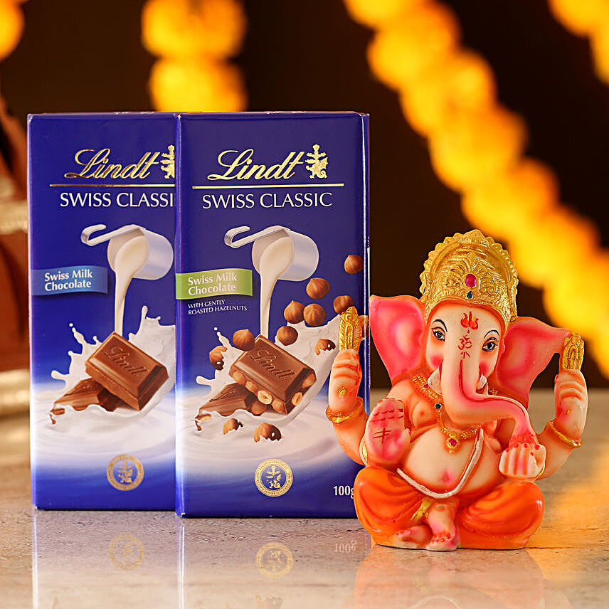 Multi Coloured Ganesha Idol & Lindt Chocolates