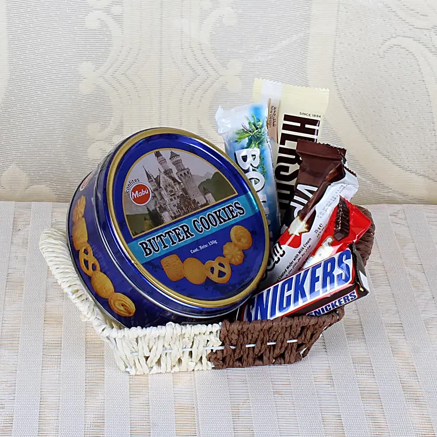 Basket Of Chocolates & Cookies