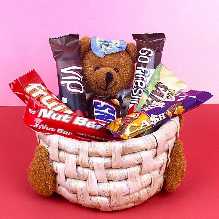 Imported Chocolates Teddy Basket