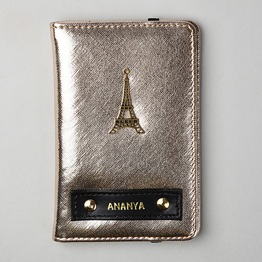 Personalised Metallic Gold Passport Cover