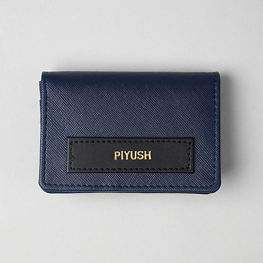 Personalised Navy Blue Card Holder