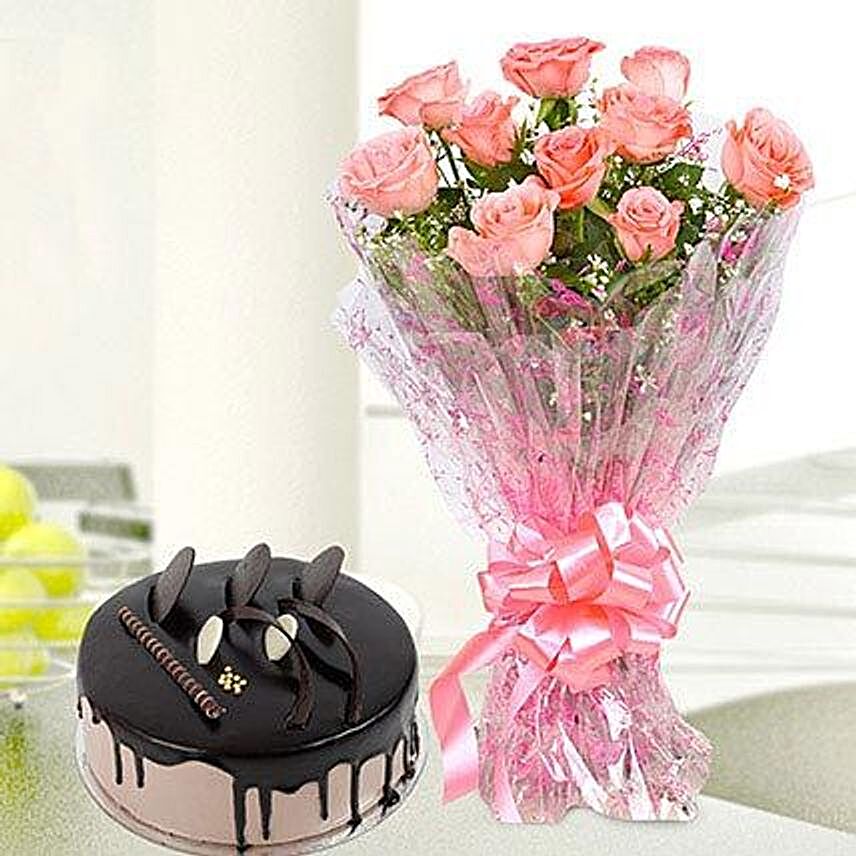 Online Flower Bouquet With Cake