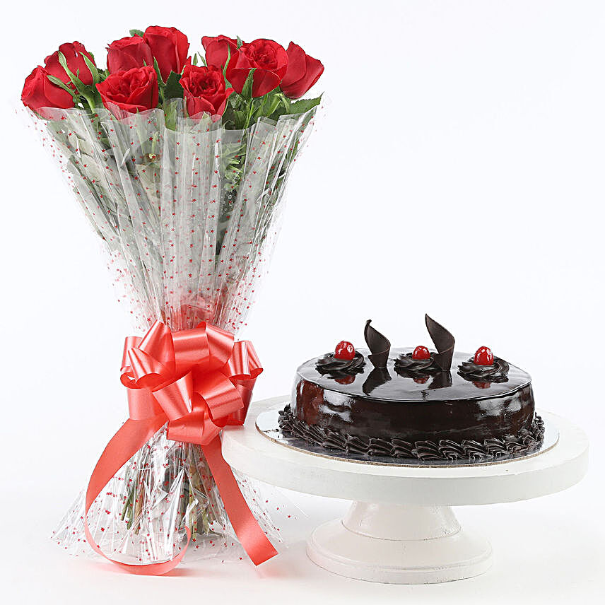 Choco Magic With Lovely Roses:Birthday Gifts Gurgaon
