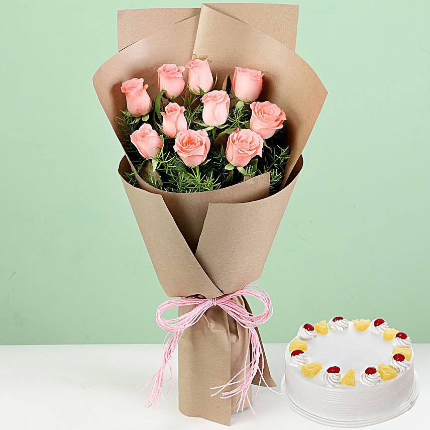 Flower and Cake Combo for Husband:Rose Combos
