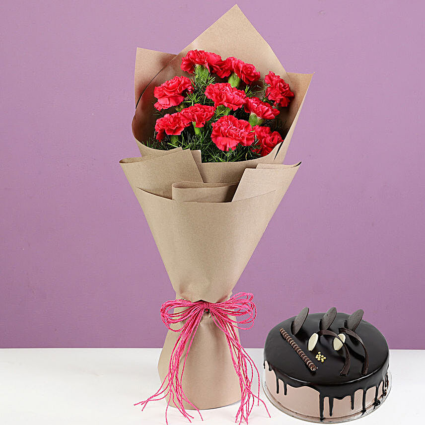 Exclusive Flower Bouquet and Cake Online:Fresh Pink Flowers