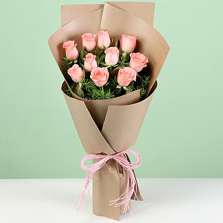 Online Pink Rose Bouquet:Pink Flowers