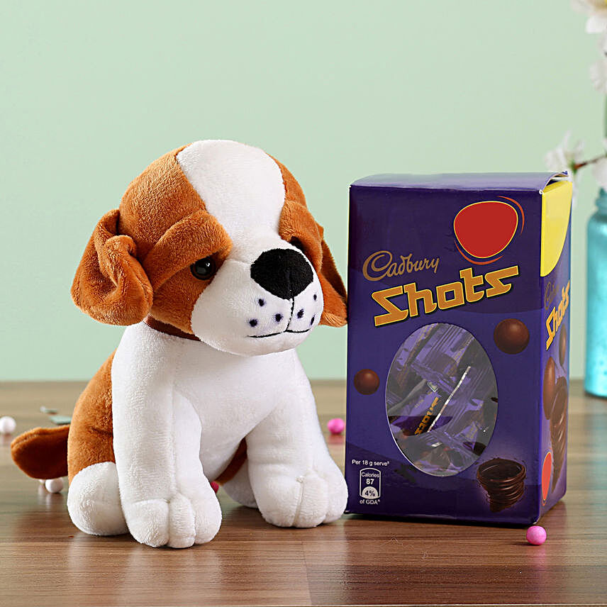 Adorable Dog Soft Toy & Cadbury Shots