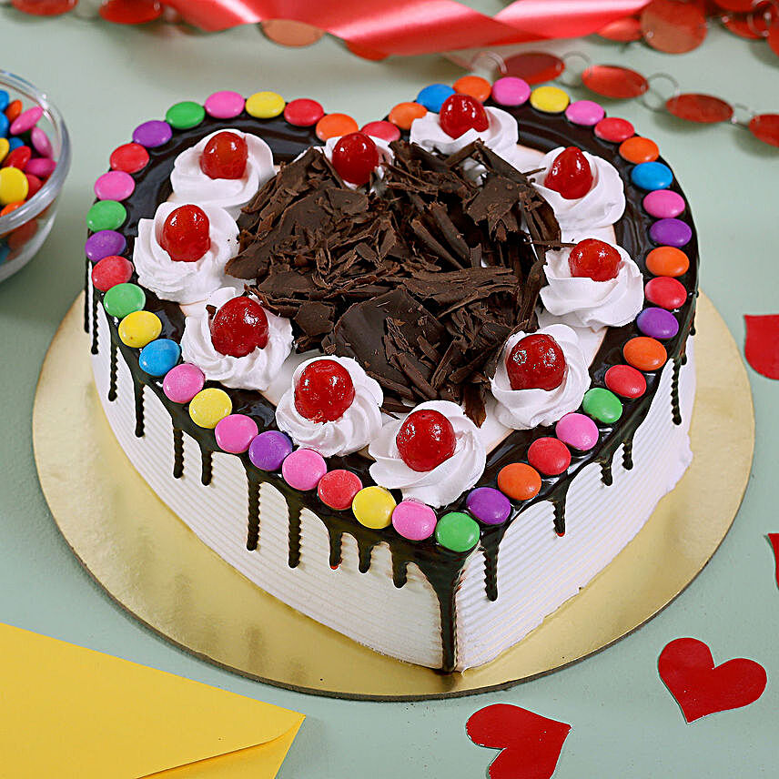 Chocolate Heart Shaped Cake Online:Gems Cakes