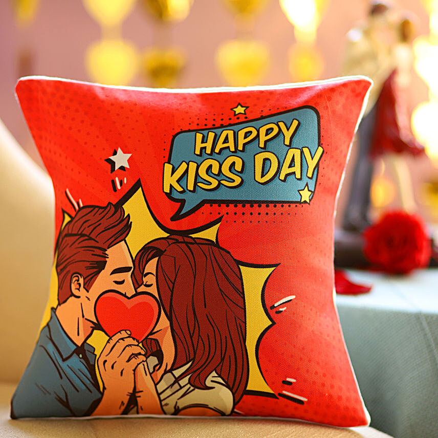 Kiss Day Greetings Printed Cushion