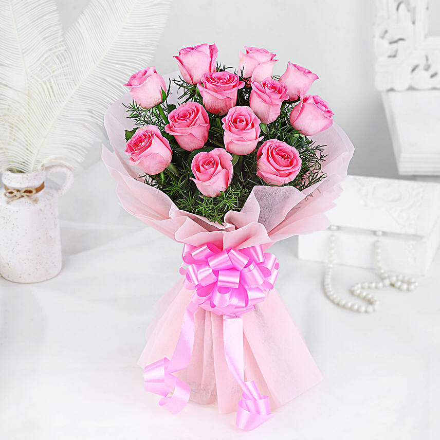 Birthday flowers pink roses bouquet free delivery