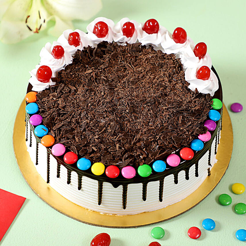 Yummy Black Forest Gems Cake- Half Kg Eggless