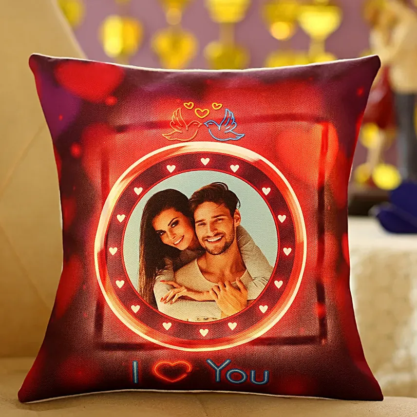 Romantic LED Personalised Cushion:Personalised Cushions Birthday