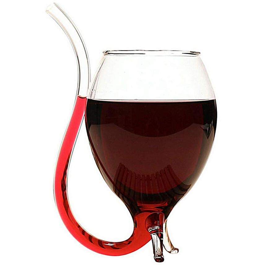 Classy Wine Glass With Built-in Straw