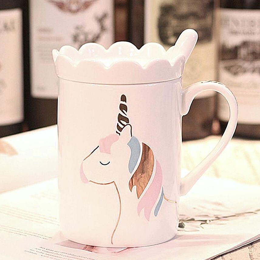 Online Buy Unicorn Mug With Lid Spoon