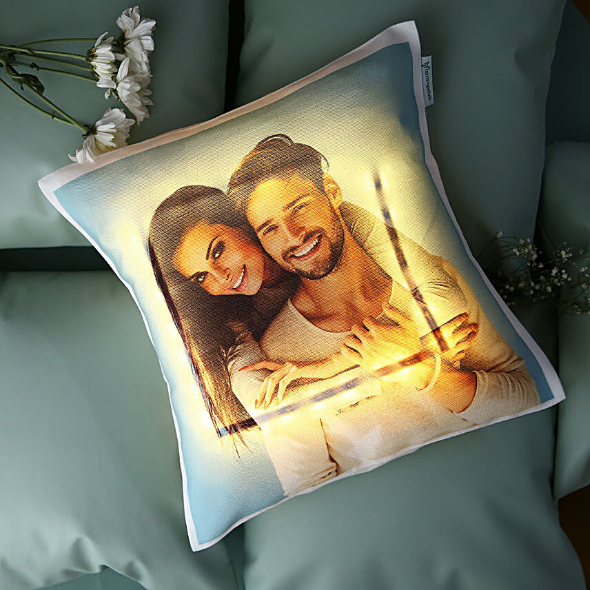 Personalised Romantic LED Cushion:Cushions and Mugs Combo
