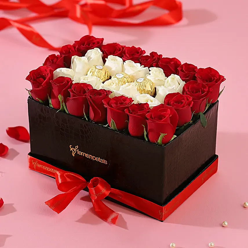 Special Rose Arrangement For Her:Sinful Ferrero Rocher Chocolates