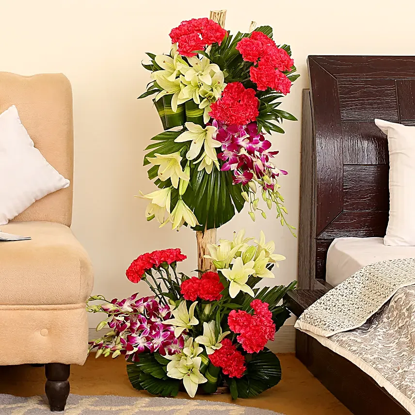 Online Orchids and Carnations Flower Arrangements
