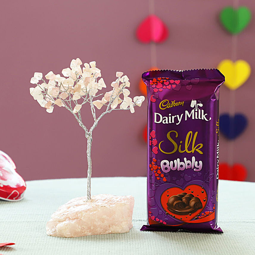 Beautiful Rose Quartz Wish Tree & Cadbury Bubbly