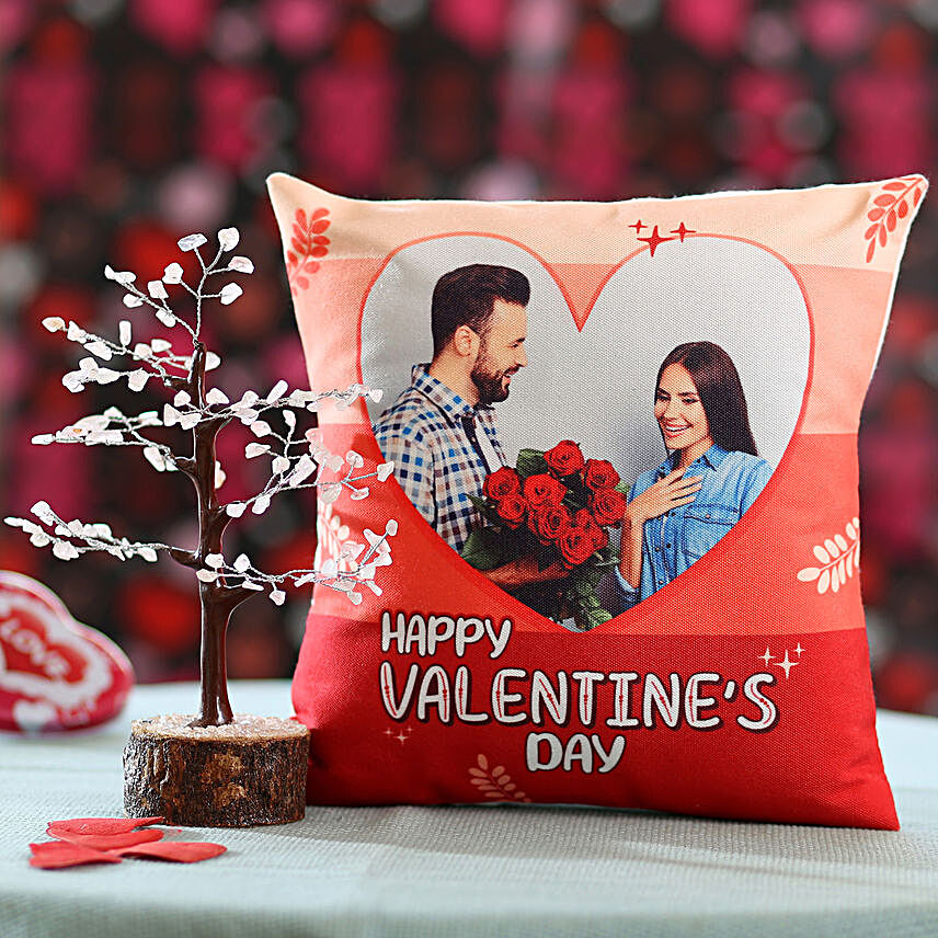 Rose Quartz Wish Tree V Day Personalised Cushion