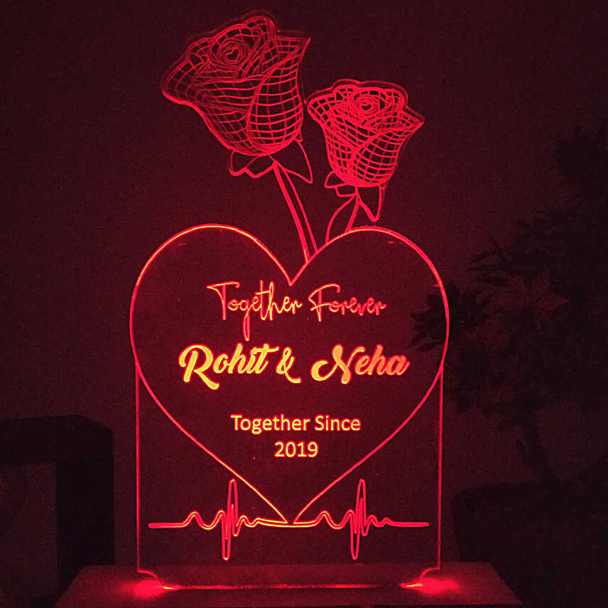 Personalised Roses Red LED Night Lamp