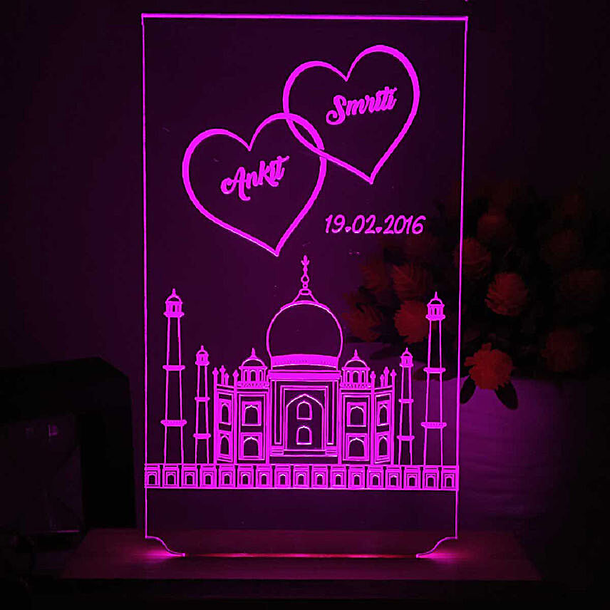 Personalised Taj Mahal Love LED Lamp- Pink
