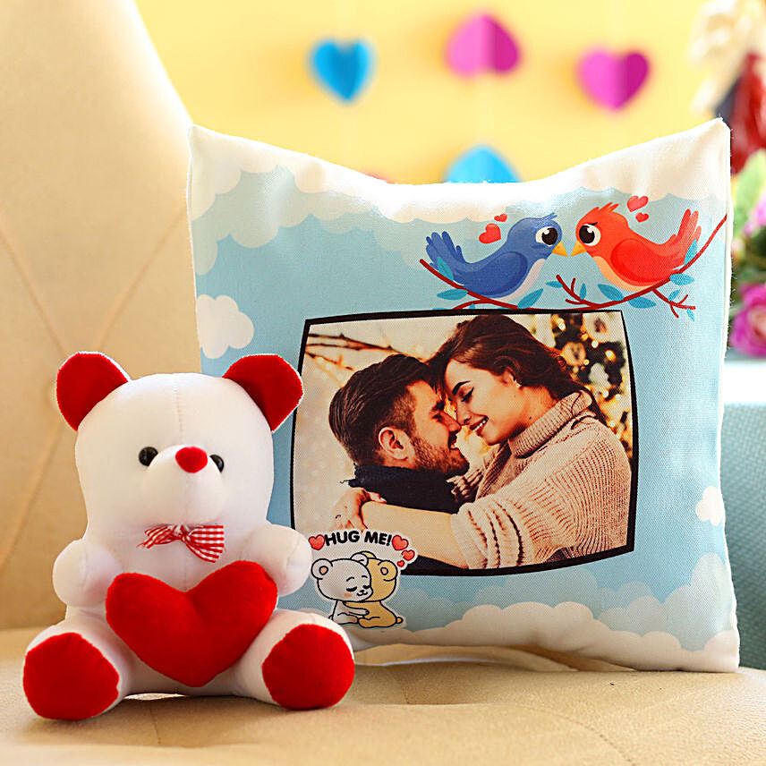Personalised Love Cushion Teddy Bear