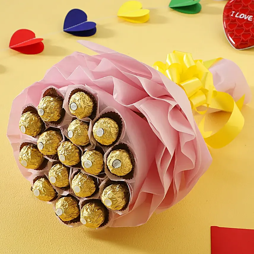 Luxury Ferrero Rocher Chocolate Bouquet:Fathers Day Gift Delivery