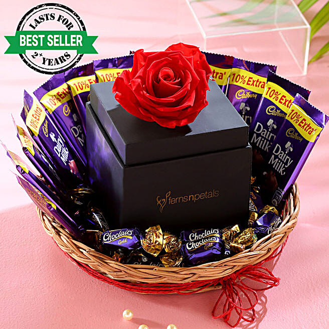 Buy/Send Forever Red Rose Chocolatey Basket Online- FNP
