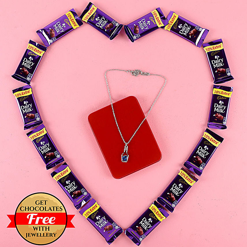 Blue Heart Pendant With Free Chocolates