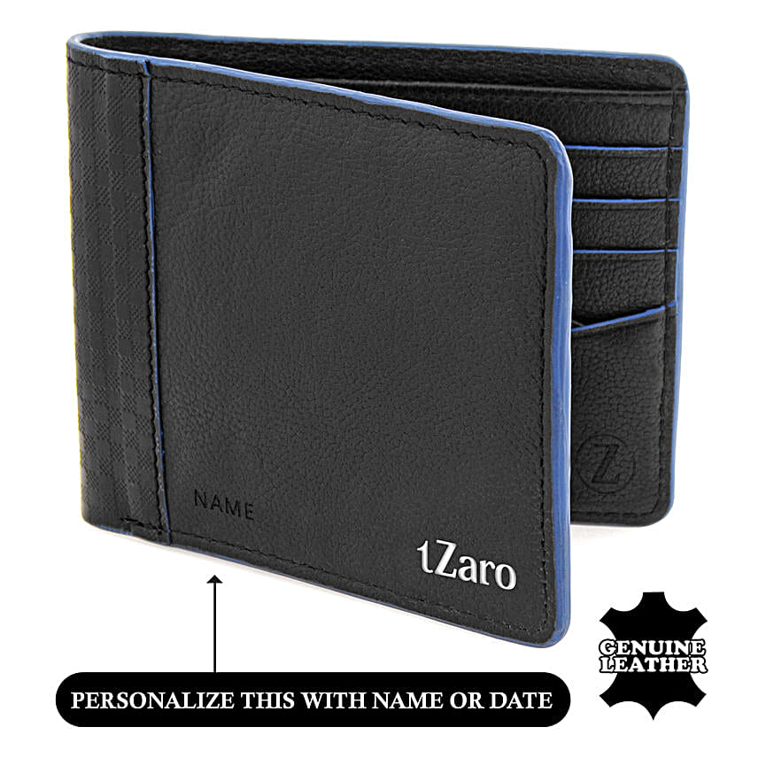 Men's Bi-Fold Black & Blue Wallet