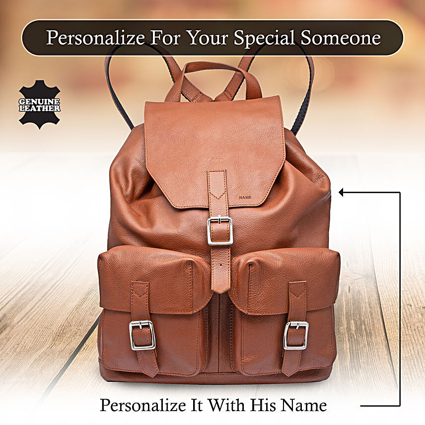 Personalised Tan Backpack