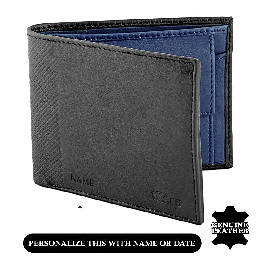 Online Blue And Black Waleet For Men's:Personalised Handbags and Wallets
