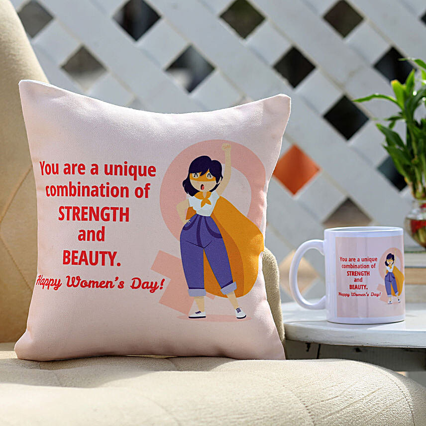 Strength Beauty Women Day Cushion N Mug