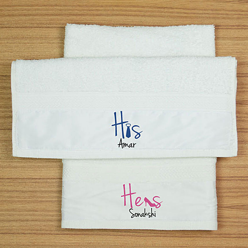 His & Hers Personalised Hand Towel Set