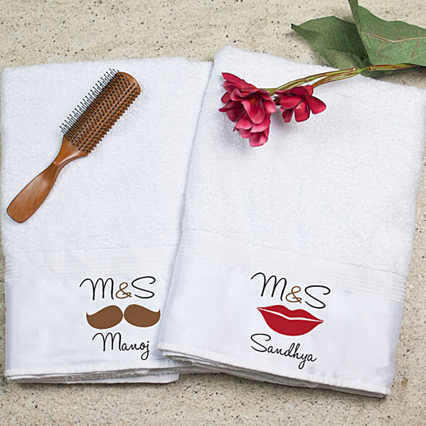 Personalised Bath Towel Set For Couple