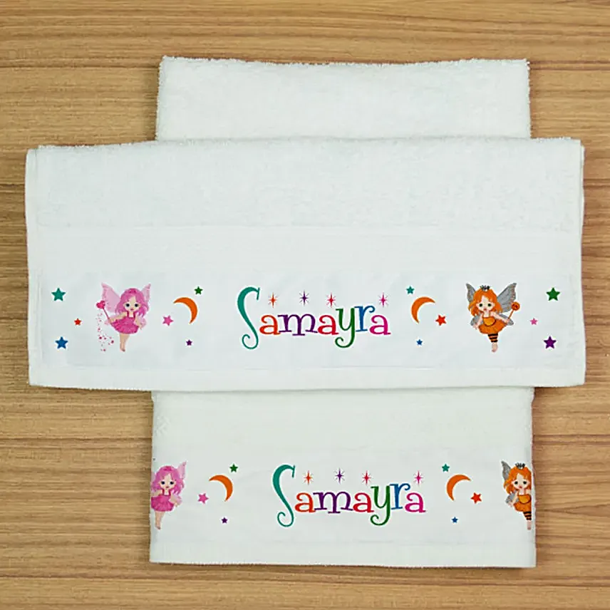 Personalised Fairy Print Hand Towel Set