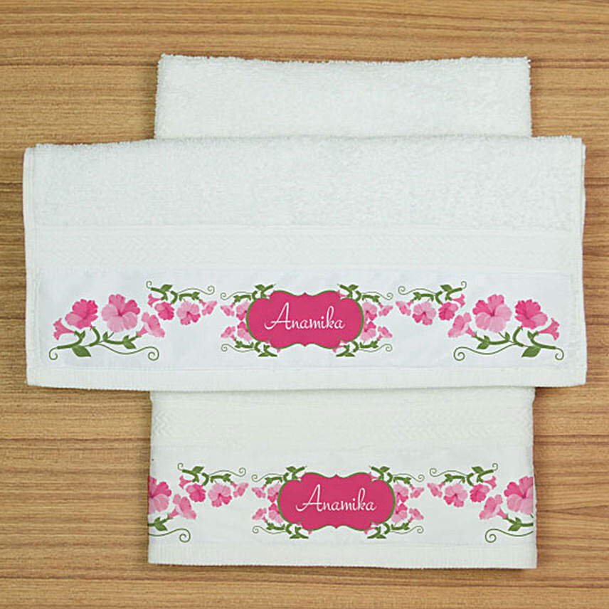 Personalised Floral Printed Hand Towels
